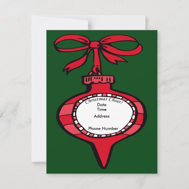 Carte d'invitation de Noël Cheer Red Ornament (Devant)