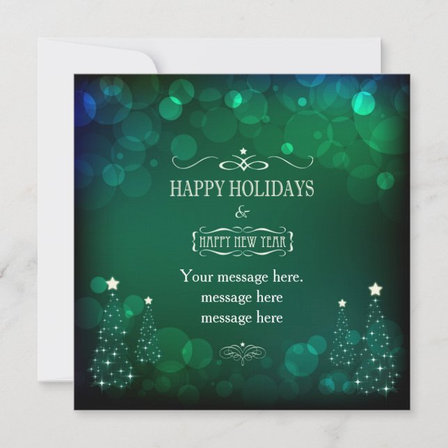Carte d'invitation de Noël Emerald Bokeh (Devant)