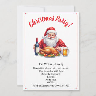 Carte d'invitation de Noël Père Noël Design Xmas