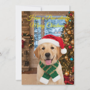 Carte d'invitation de Noël père Noël Paws