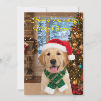 Carte d'invitation de Noël père Noël Paws