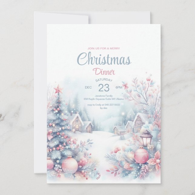 Carte d'invitation de Noël Watercolor (Devant)