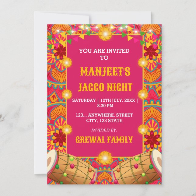 Carte d'invitation de nuit Jaggo, Carte de pré-mar (Devant)