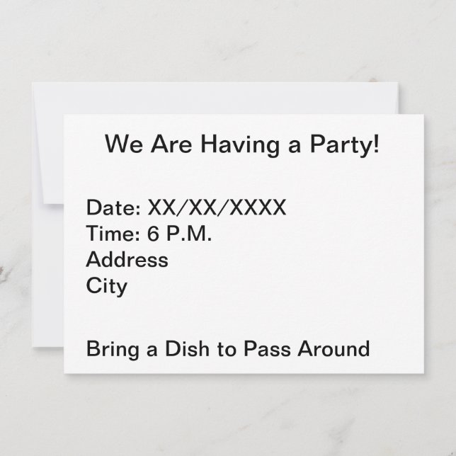 Carte d'invitation de partie de 4,5 po x 6,25 po (Dos)