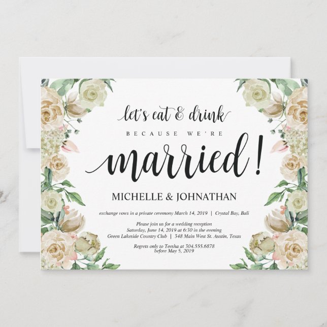 Carte d'invitation de réception de mariage précipi (Devant)