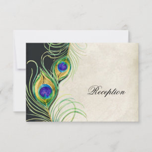 Carte d'invitation de réception Peacock Feathers