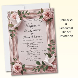 Carte d'invitation de répétition Roses roses & Col