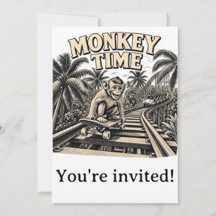 Carte d'invitation de singe sur des montagnes russ