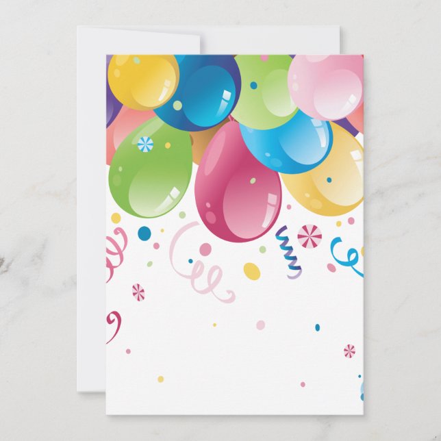 Carte d'invitation des ballons de fête (Devant)
