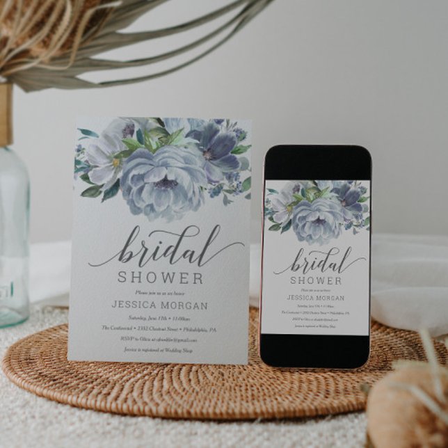 Carte d'invitation Douche nuptiale bleu Dusty (Créateur téléchargé)