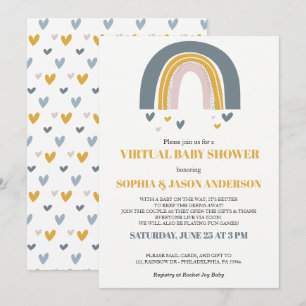 Carte d'invitation du Baby shower virtuel Boho Rai
