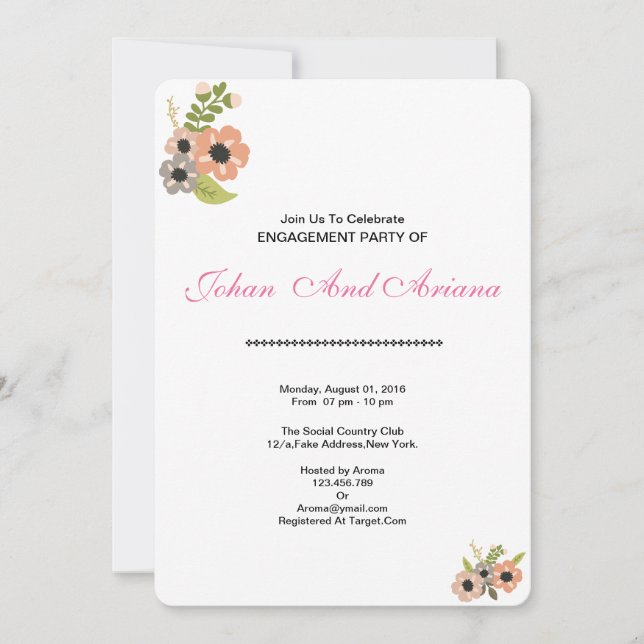 Carte d'invitation du mariage Engagement Party (Devant)