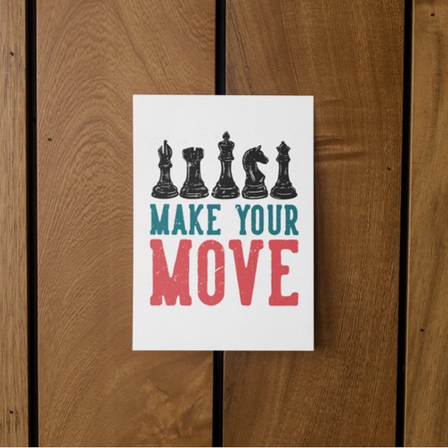 Carte d'invitation du tournoi d'échecs (chess make your move retro)