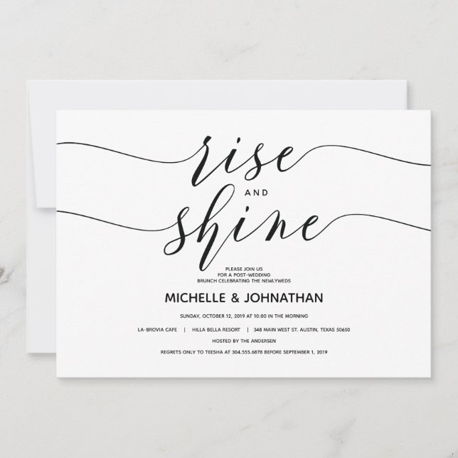 Carte d'invitation élégante et chic pour le lever (Devant)