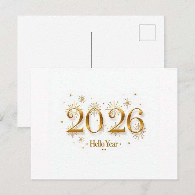 Carte d'invitation élégante pour le Nouvel An 2026 (Devant / Derrière)
