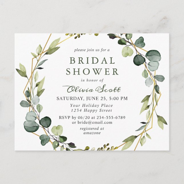 Carte d'invitation Eucalyptus nuptiale moderne (Devant)