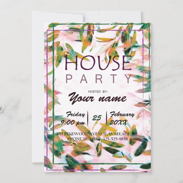 CARTE D'INVITATION FÊTE À LA MAISON (Devant)