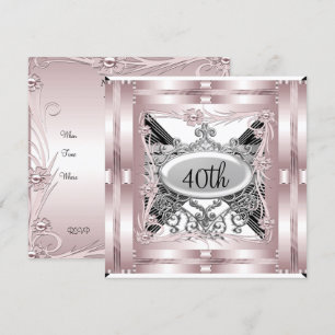 Carte d'invitation fête d'anniversaire 40 ans rose