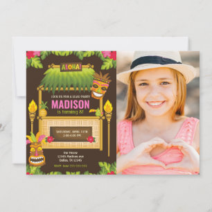 Carte d'invitation Fête Tropicale Aloha Fleurie