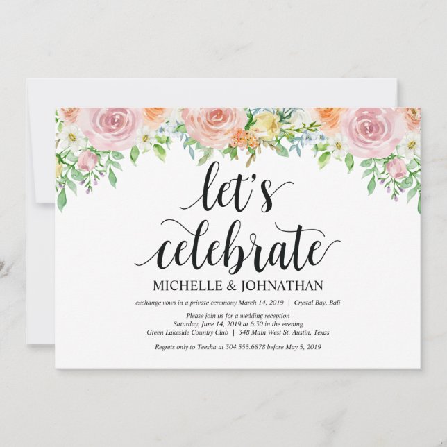 Carte d'invitation Floral Romance Elopement (Devant)
