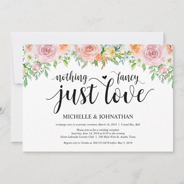 Carte d'invitation Floral Romance Elopement (Devant)