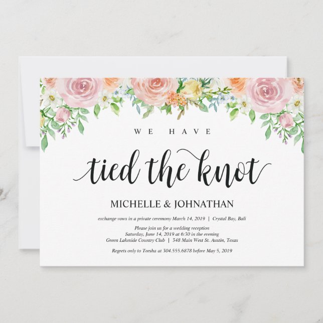 Carte d'invitation Floral Romance Elopement (Devant)