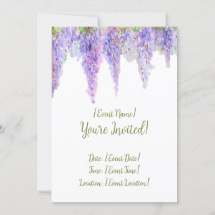 Carte d'invitation florale à la glycine