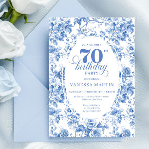 Carte d'invitation florale pour 70e anniversaire e