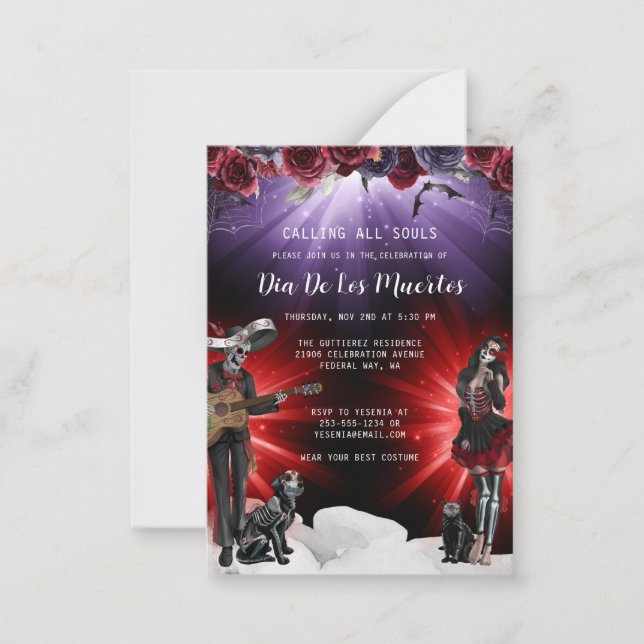 Carte d'invitation florale pour le jour des morts  (Devant)