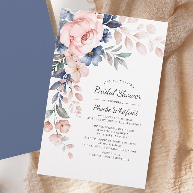 Carte d'invitation florale rose Fête des mariées m (Pink Floral Script Bridal Shower Invitation Stationery)