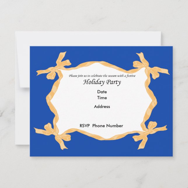 Carte d'invitation Gold Ribbon Holiday Party (Devant)
