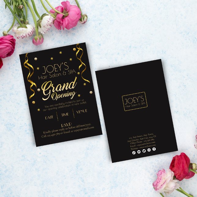 Carte d'invitation Golden Grand Ouverture d'entrep (Créateur téléchargé)