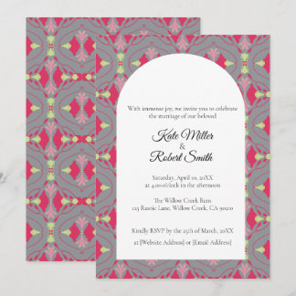 Carte d'invitation grise en forme de carré floral