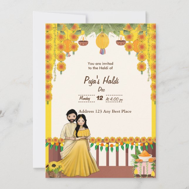 Carte d'invitation Haldi (Devant)