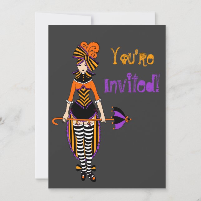 Carte d'invitation Halloween au cirque victorien f (Devant)