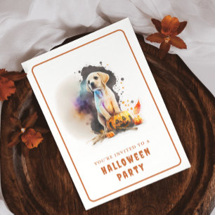 Carte d'invitation Halloween Chiot Aquarelle