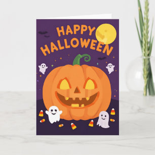 Carte d'invitation Halloween Mignonne et Effrayant