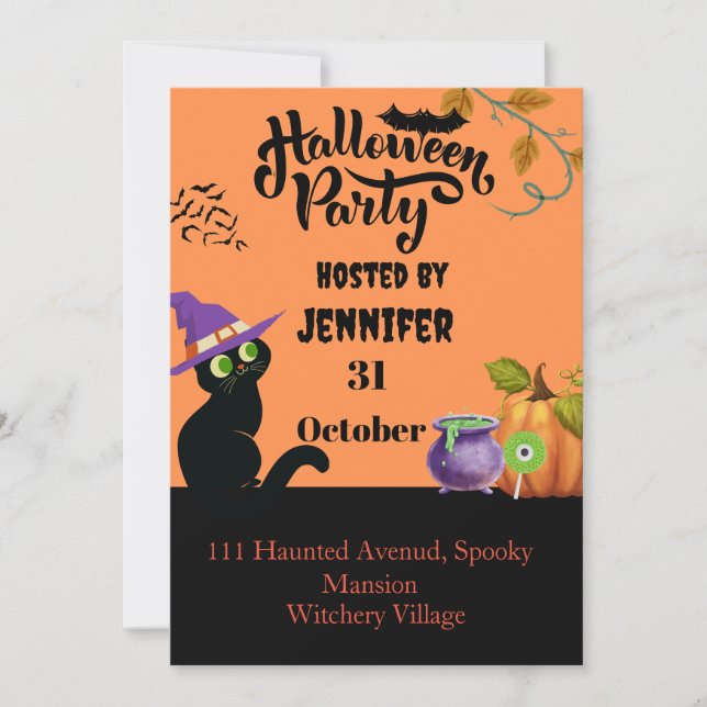 Carte d'invitation Halloween personnalisée (Devant)