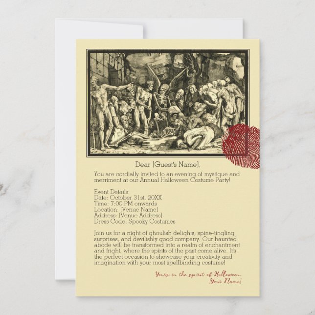 Carte d'invitation Halloween Skeletons (Devant)