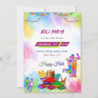 Carte d'invitation Holi