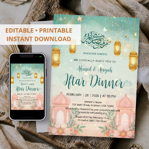 Carte d'invitation Iftar Magique Aquarelle Sarcell