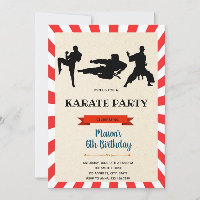 carte d'invitation karaté (Devant)