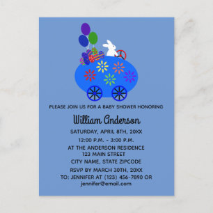 Carte d'invitation Lapin de Baby Shower Œuf Voitur