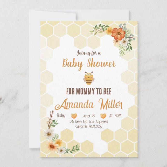 Carte d'invitation Maman To Bee Baby shower (Devant)