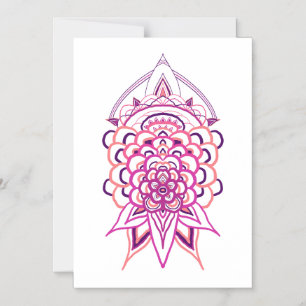 Carte d'invitation Mandala Floral Rose   Anniversa