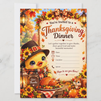 Carte d'invitation mignonne pour le dîner de Thank