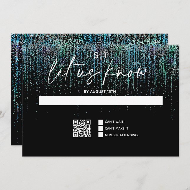 Carte d'invitation moderne avec QR Code pour RSVP, (Devant / Derrière)