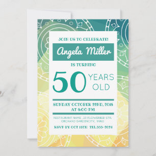 Carte d'invitation moderne verte jaune ombre manda