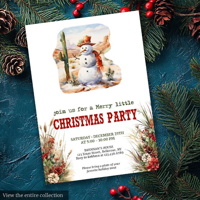 Carte d'invitation modifiable pour une fête de Noë (Wild West Christmas party editable invitation card

)