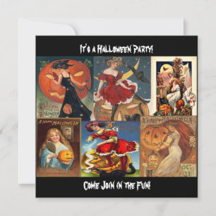 Carte d'invitation Montage Femmes Halloween vintag